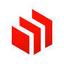Red abstract triple chevron logo design.
